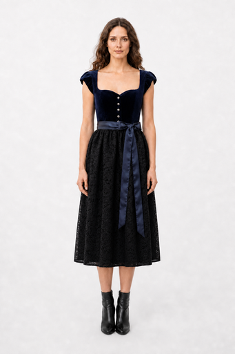 Dirndl Ella mit abknöpfbaren Flügelarm marine